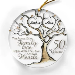 Personalized Anniversary Ornament Married Couple 50th Golden Married Acrylic Ornament 2024 For Xmas Lovers Husband Wife Gift Ideas
