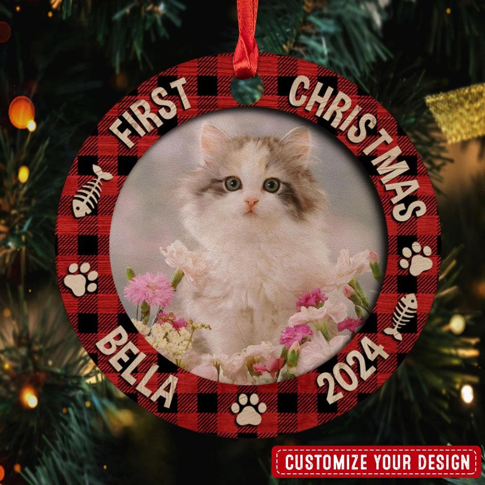 Personalized Cat Ornament First Christmas Custom Photo Wood Ornament 2024 For Kitten Cat Mom Cat Dad Pet Owner Tree Decoration Xmas Gift Ideas 4 Personalized Cat Ornament First Christmas Custom Photo Wood Ornament 2024 For Kitten Cat Mom Cat Dad Pet Owner Tree Decoration Xmas Gift Ideas - Image 2