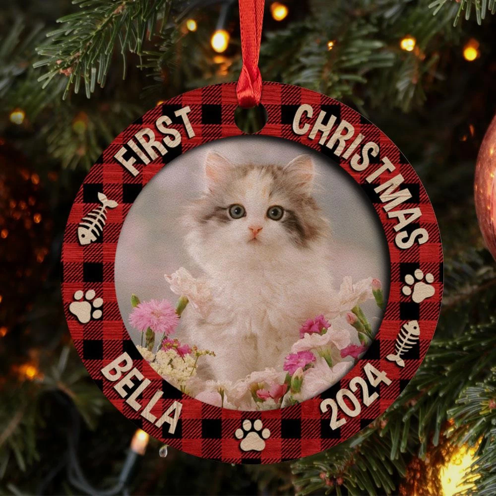 Personalized Cat Ornament First Christmas Custom Photo Wood Ornament 2024 For Kitten Cat Mom Cat Dad Pet Owner Tree Decoration Xmas Gift Ideas 6 Personalized Cat Ornament First Christmas Custom Photo Wood Ornament 2024 For Kitten Cat Mom Cat Dad Pet Owner Tree Decoration Xmas Gift Ideas - Image 4