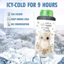 Personalized A Woman Loves Owl Can Cooler Jewelry Drawing Style -Gift Series Store personalized a woman loves owl can cooler jewelry drawing style pt03