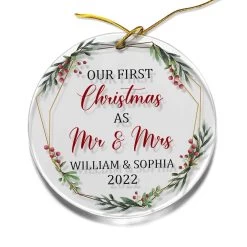 Personalized Acrylic Ornament First Xmas As Mr & Mrs