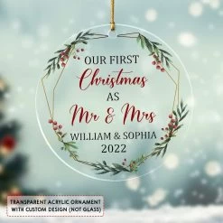 Personalized Acrylic Ornament First Xmas As Mr & Mrs -Gift Series Store personalized acrylic ornament first xmas as mr mrs pt04
