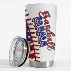 Personalized Baseball Mom Tumbler US Flag Pattern Mother's Day Gift -Gift Series Store personalized baseball mom tumbler us flag pattern mothers day gift pt02