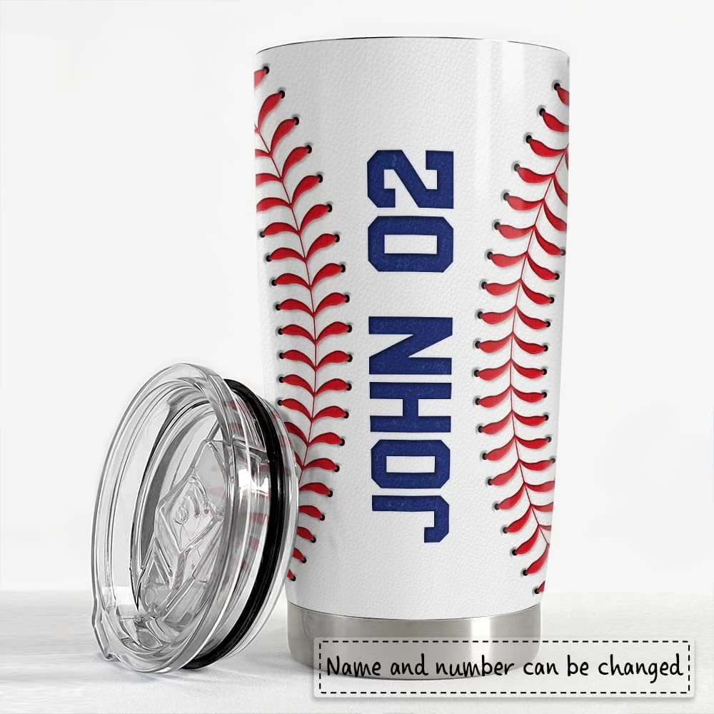 Personalized Baseball Tumbler Custom Name Number For Fans Boy Lover 5 Personalized Baseball Tumbler Custom Name Number For Fans Boy Lover - Image 3