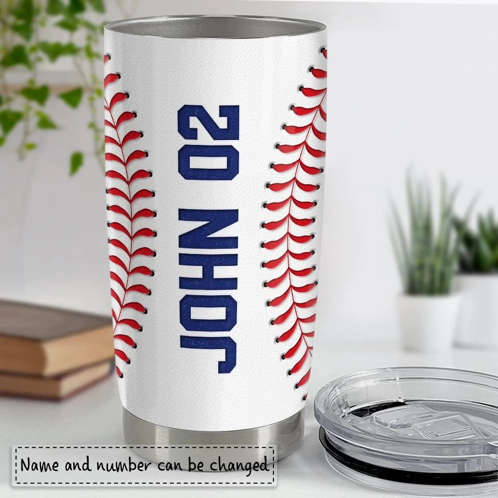 Personalized Baseball Tumbler Custom Name Number For Fans Boy Lover 6 Personalized Baseball Tumbler Custom Name Number For Fans Boy Lover - Image 4