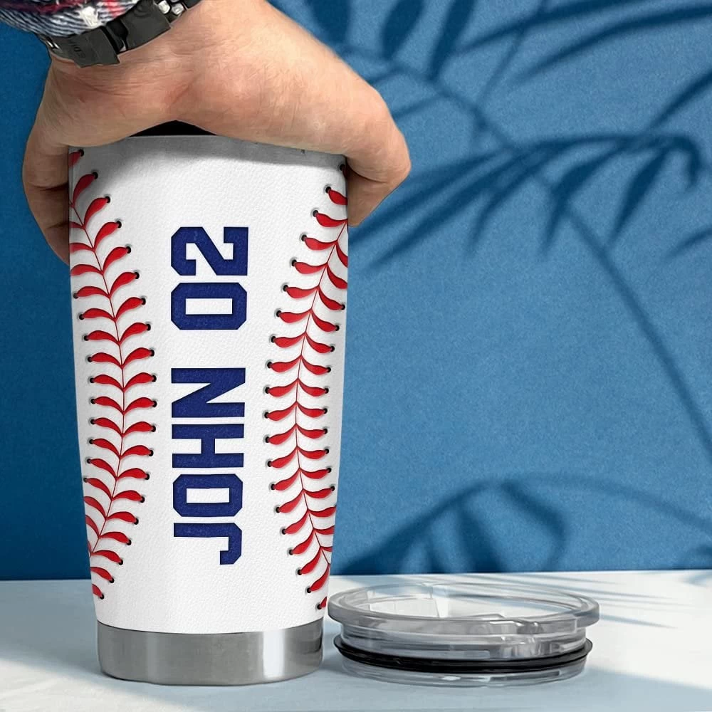 Personalized Baseball Tumbler Custom Name Number For Fans Boy Lover 7 Personalized Baseball Tumbler Custom Name Number For Fans Boy Lover - Image 5