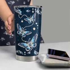 Personalized Blue Butterfly Tumbler Jewelry Drawing For Animal Lover -Gift Series Store personalized blue butterfly tumbler jewelry drawing for animal lover pt03