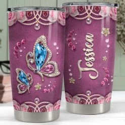 Personalized Butterfly Tumbler Coffee Jewelry Style -Gift Series Store personalized butterfly tumbler coffee jewelry style pt04