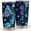 Personalized Butterfly Tumbler Crystal Drawing Roses For Animal Lover -Gift Series Store personalized butterfly tumbler crystal drawing roses for animal lover main