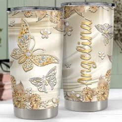 Personalized Butterfly Tumbler Golden Sheen Jewelry Drawing Style -Gift Series Store personalized butterfly tumbler golden sheen jewelry drawing style pt04