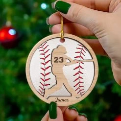 Personalized Ceramic Baseball Ornament & Number -Gift Series Store personalized ceramic baseball ornament number pt05
