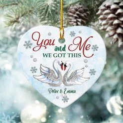 Personalized Ceramic Couple Swan Ornament You And Me We Got This -Gift Series Store personalized ceramic couple swan ornament you and me we got this pt04