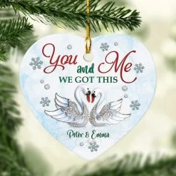 Personalized Ceramic Couple Swan Ornament You And Me We Got This -Gift Series Store personalized ceramic couple swan ornament you and me we got this pt05