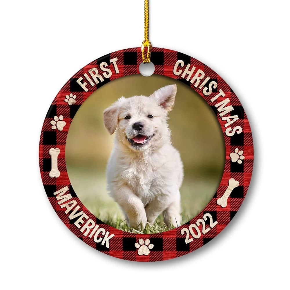 Personalized Ceramic Dog Ornament First Christmas 3 Personalized Ceramic Dog Ornament First Christmas