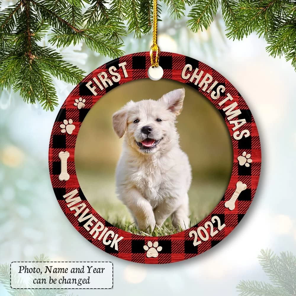 Personalized Ceramic Dog Ornament First Christmas 5 Personalized Ceramic Dog Ornament First Christmas - Image 3