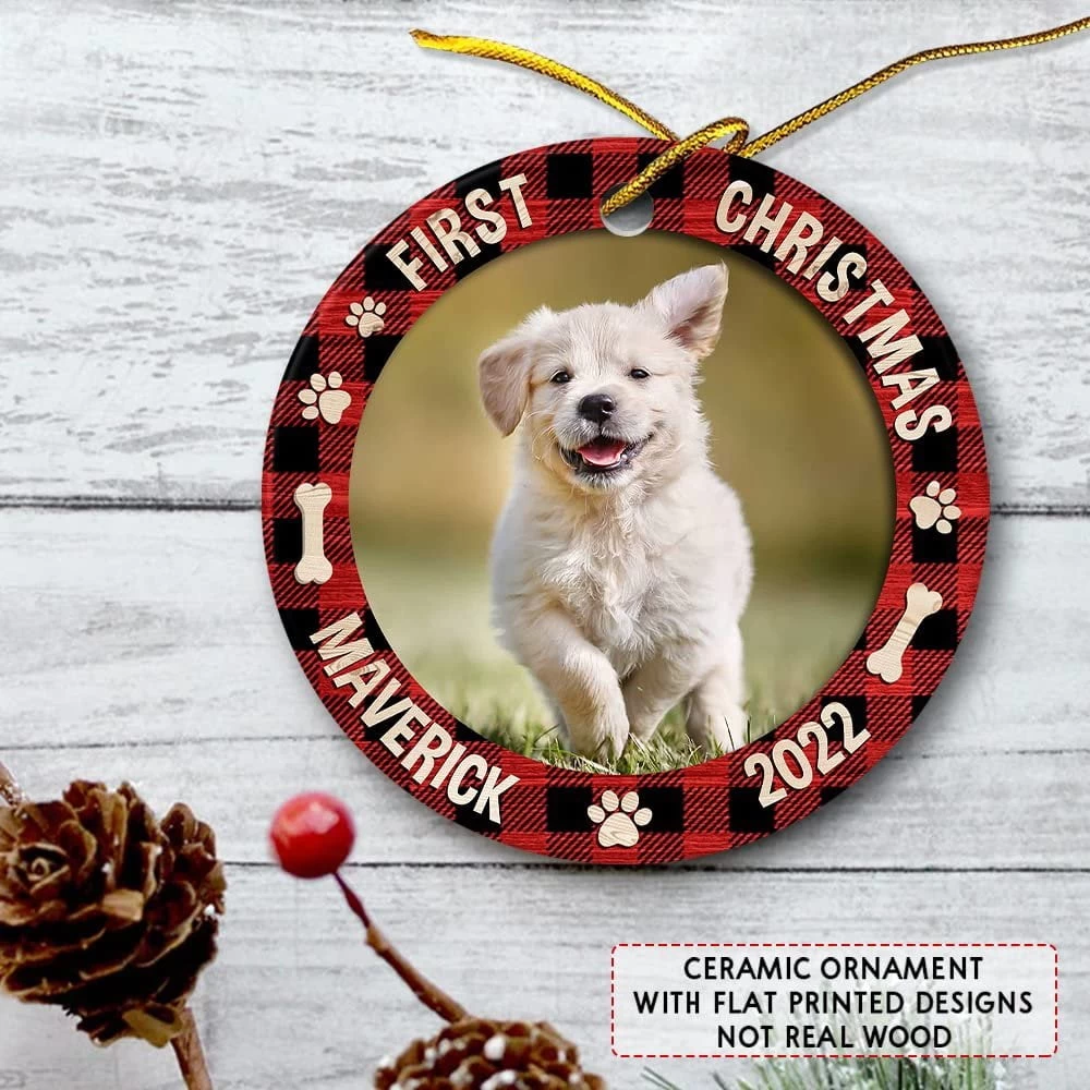 Personalized Ceramic Dog Ornament First Christmas 6 Personalized Ceramic Dog Ornament First Christmas - Image 4