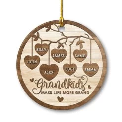 Personalized Ceramic Grandparents And Grandkids Ornament