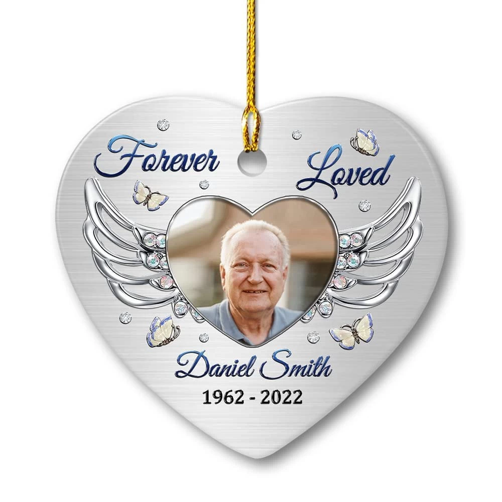 Personalized Ceramic Memorial Ornament Angel Wing Jewelry Style 3 Personalized Ceramic Memorial Ornament Angel Wing Jewelry Style