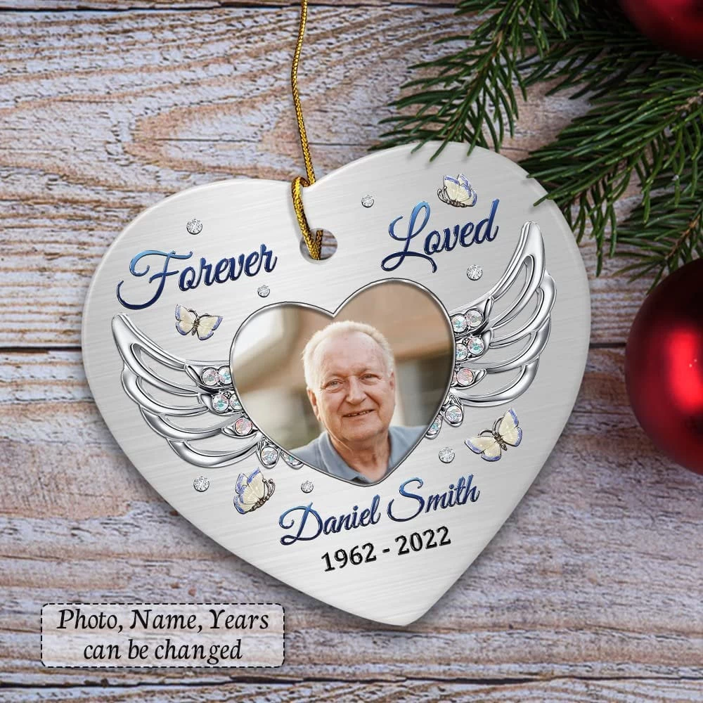 Personalized Ceramic Memorial Ornament Angel Wing Jewelry Style 4 Personalized Ceramic Memorial Ornament Angel Wing Jewelry Style - Image 2