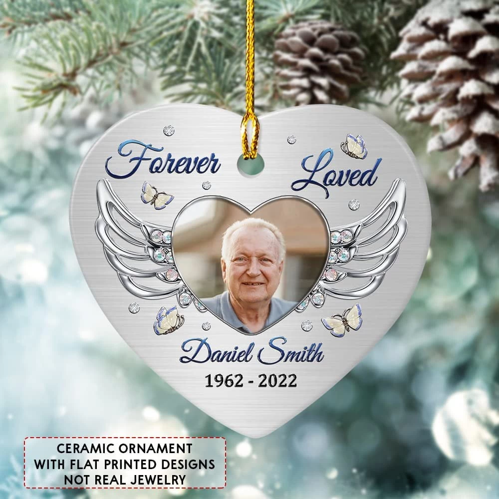 Personalized Ceramic Memorial Ornament Angel Wing Jewelry Style 5 Personalized Ceramic Memorial Ornament Angel Wing Jewelry Style - Image 3