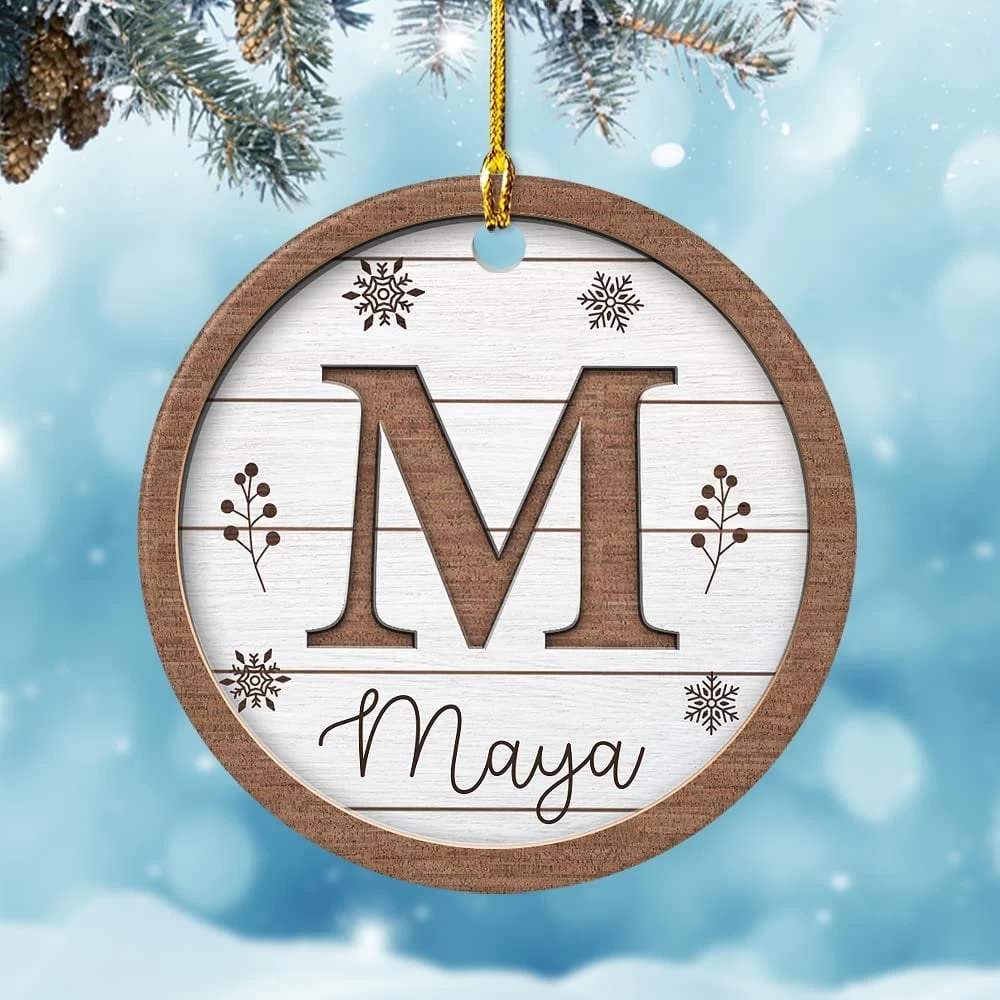 Personalized Ceramic Monogram Ornament Wooden Drawing 6 Personalized Ceramic Monogram Ornament Wooden Drawing - Image 4
