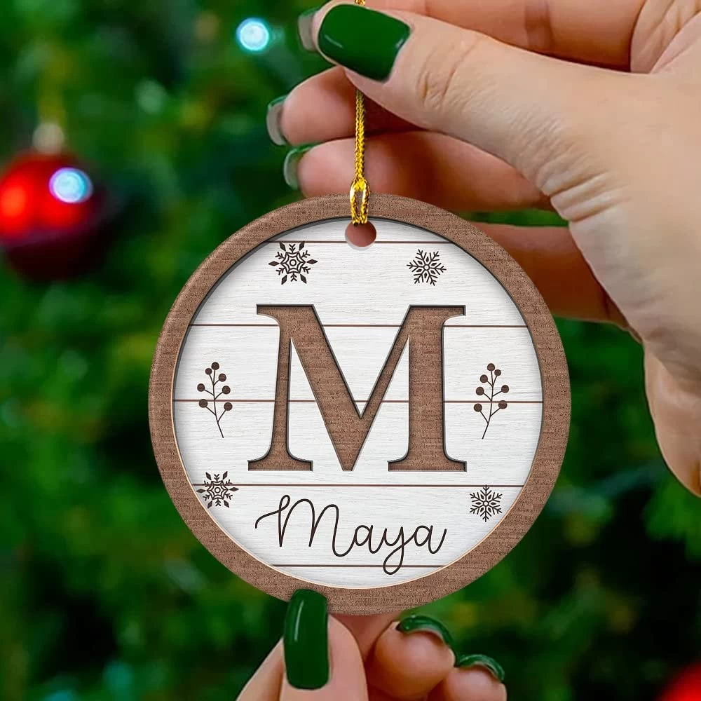 Personalized Ceramic Monogram Ornament Wooden Drawing 7 Personalized Ceramic Monogram Ornament Wooden Drawing - Image 5