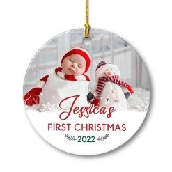 Personalized Ceramic Ornament Baby's Girl First Christmas