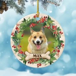 Personalized Ceramic Ornament Dog Custom Dog Photo Keepsake -Gift Series Store personalized ceramic ornament dog custom dog photo keepsake pt04