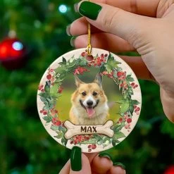 Personalized Ceramic Ornament Dog Custom Dog Photo Keepsake -Gift Series Store personalized ceramic ornament dog custom dog photo keepsake pt05