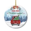 Personalized Ceramic Ornament First Xmas Engaged Red Truck -Gift Series Store personalized ceramic ornament first xmas engaged red truck main