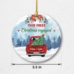 Personalized Ceramic Ornament First Xmas Engaged Red Truck 14 Personalized Ceramic Ornament First Xmas Engaged Red Truck -Gift Series Store personalized ceramic ornament first xmas engaged red truck pt05