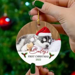 Personalized Ceramic Ornament Puppy First Christmas -Gift Series Store personalized ceramic ornament puppy first christmas pt05