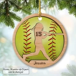 Personalized Ceramic Softball Ornament & Number -Gift Series Store personalized ceramic softball ornament number pt02