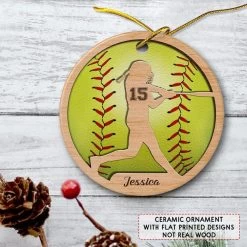 Personalized Ceramic Softball Ornament & Number -Gift Series Store personalized ceramic softball ornament number pt03