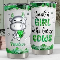 Personalized Cow Tumbler Jewelry Style Girl Loves Cows Animal Lover -Gift Series Store personalized cow tumbler jewelry style girl loves cows animal lover pt03
