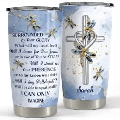 Personalized Cross And Dragonfly Tumbler Jewelry Style For Friend