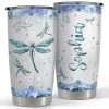 Personalized Dragonfly Tumbler With Lid Jewelry Style Gift For Lover -Gift Series Store personalized dragonfly tumbler with lid jewelry style gift for lover main