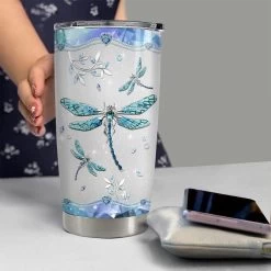 Personalized Dragonfly Tumbler With Lid Jewelry Style Gift For Lover -Gift Series Store personalized dragonfly tumbler with lid jewelry style gift for lover pt03