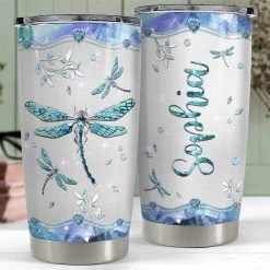 Personalized Dragonfly Tumbler With Lid Jewelry Style Gift For Lover -Gift Series Store personalized dragonfly tumbler with lid jewelry style gift for lover pt04