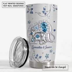 Personalized Elephant Tumbler Crystal Drawing From Daughter To Mom -Gift Series Store personalized elephant tumbler crystal drawing from daughter to mom pt01