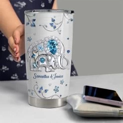 Personalized Elephant Tumbler Crystal Drawing From Daughter To Mom -Gift Series Store personalized elephant tumbler crystal drawing from daughter to mom pt03