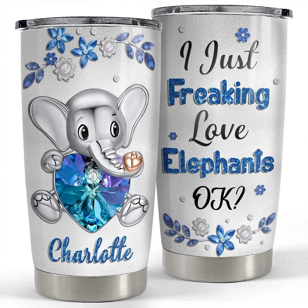 Personalized Elephant Tumbler I Just Freaking Love Elephants Custom Name 3 Personalized Elephant Tumbler I Just Freaking Love Elephants Custom Name