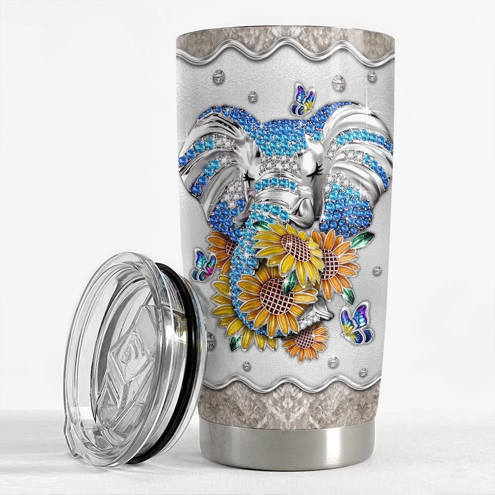 Personalized Elephant Tumbler Jewelry Style And Sunshine Gift Idea 4 Personalized Elephant Tumbler Jewelry Style And Sunshine Gift Idea - Image 2