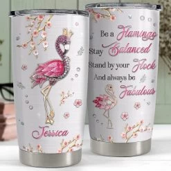 Personalized Flamingo Tumbler Be A Flamingo Stay Balanced -Gift Series Store personalized flamingo tumbler be a flamingo stay balanced pt04