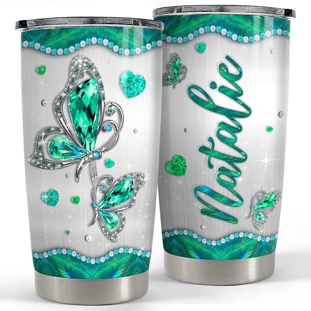 Personalized Green Butterfly Tumbler Jewelry Style For Animal Lover 3 Personalized Green Butterfly Tumbler Jewelry Style For Animal Lover
