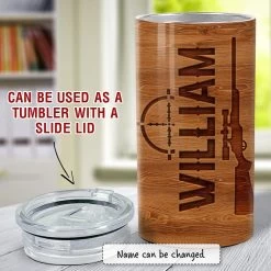 Personalized Hunting Can Cooler Wood Engraved Style American Flag -Gift Series Store personalized hunting can cooler wood engraved style american flag pt02