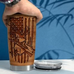 Personalized Hunting Tumbler Wood American Flag For Hunting Lover -Gift Series Store personalized hunting tumbler wood american flag for hunting lover pt04
