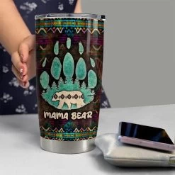 Personalized Mama Bear Mom Tumbler Native American Print Mother Gifts -Gift Series Store personalized mama bear mom tumbler native american print mother gifts pt04