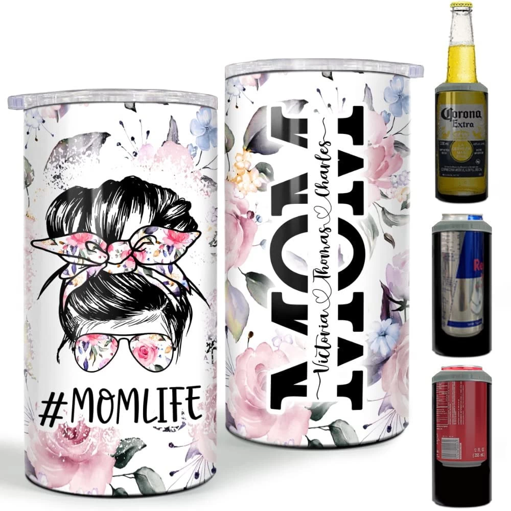 Personalized Mom Can Cooler Mom Life Floral Style Mother's Day Gifts 3 Personalized Mom Can Cooler Mom Life Floral Style Mother's Day Gifts