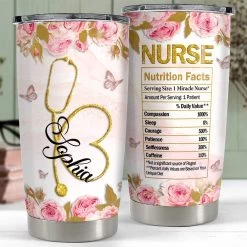 Personalized Nurse Tumbler Floral Nutrition Facts For Women Nurshes -Gift Series Store personalized nurse tumbler floral nutrition facts for women nurshes pt04
